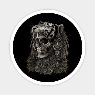 Aztec skull Warrior Tiger Headdress Magnet